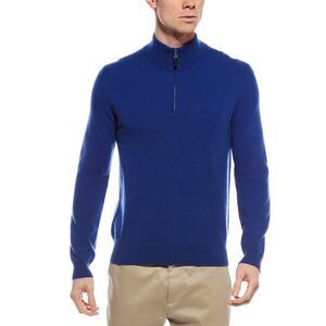 Mette Mens  Cashmere 1/4-Zip Mock Neck Sweater, Blue